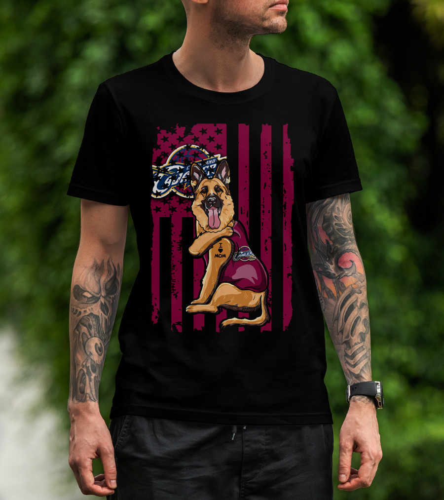 German Shepherd Cleveland Cavaliers Logo Tattoo I Mom T-Shirt