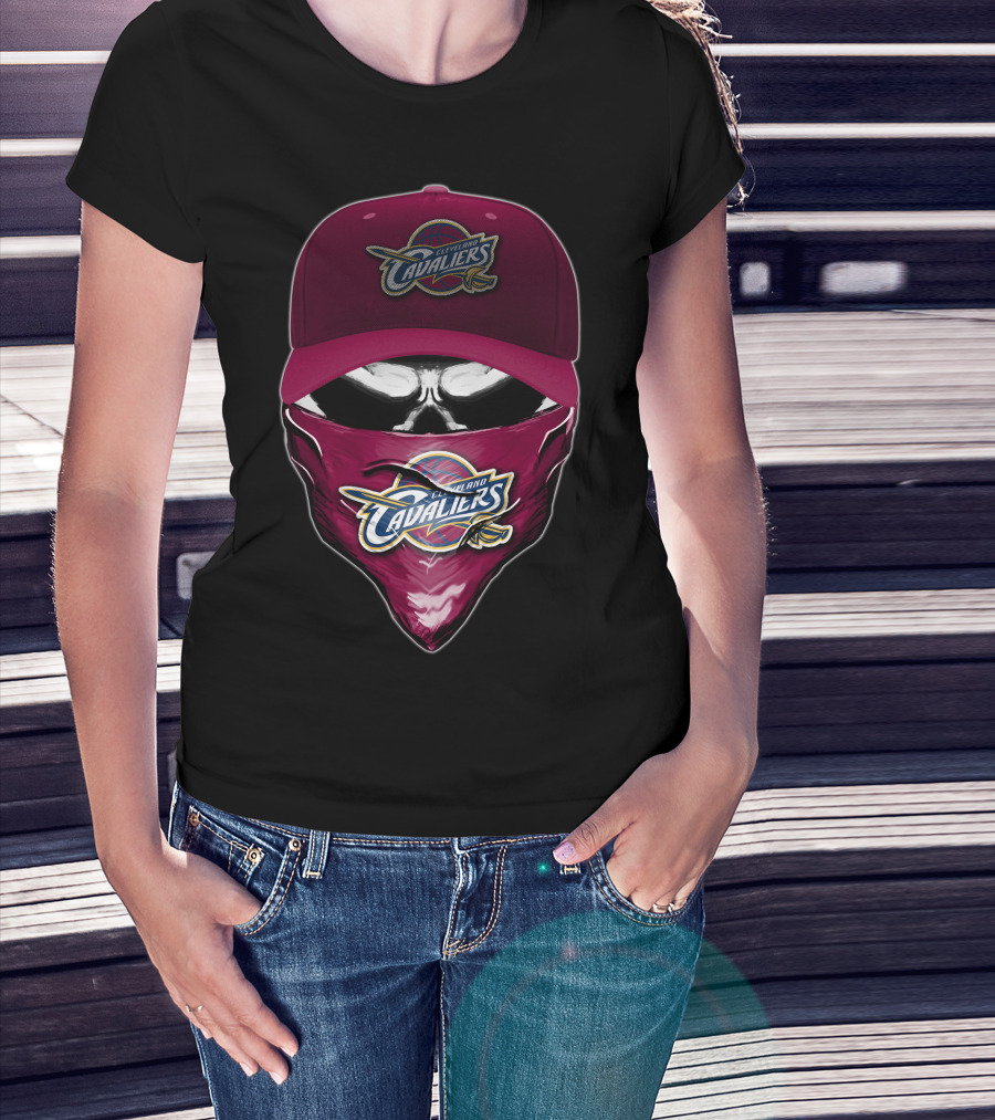Skull Cleveland Cavaliers Logo Bandana And Cap T-Shirt
