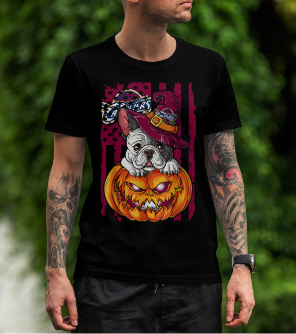 Cleveland Cavaliers Halloween Bulldog Pumpkin Wizard T-Shirt