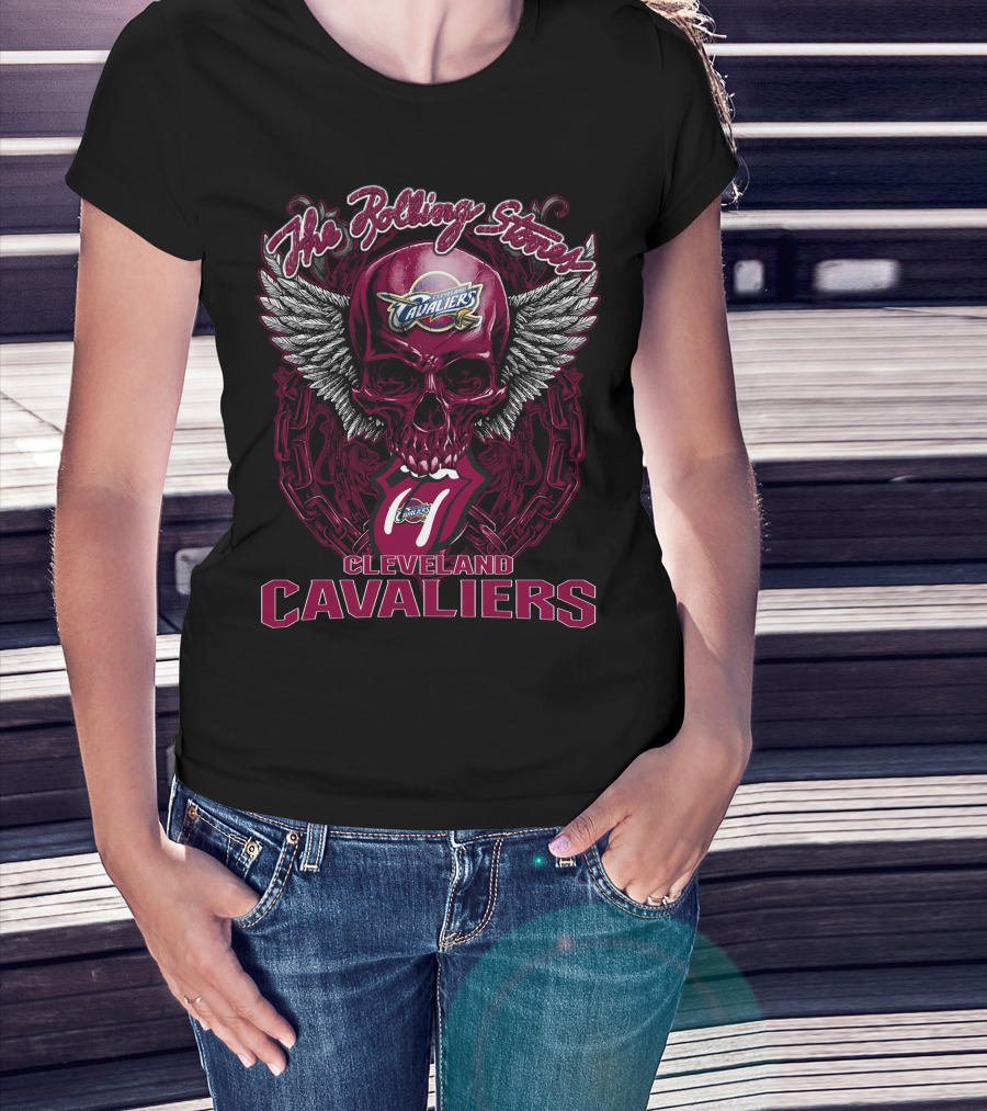 The Rolling Stones Cleveland Cavaliers Skull Winged Logo Mashup T-Shirt