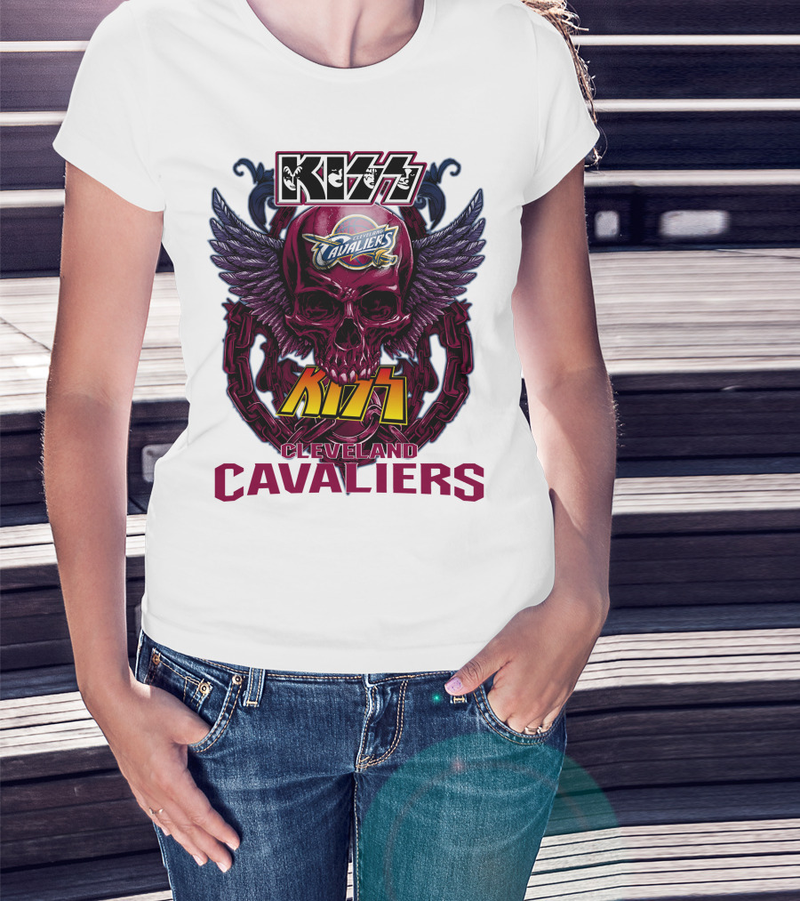 Kiss Cleveland Cavaliers Skull Wings T-Shirt