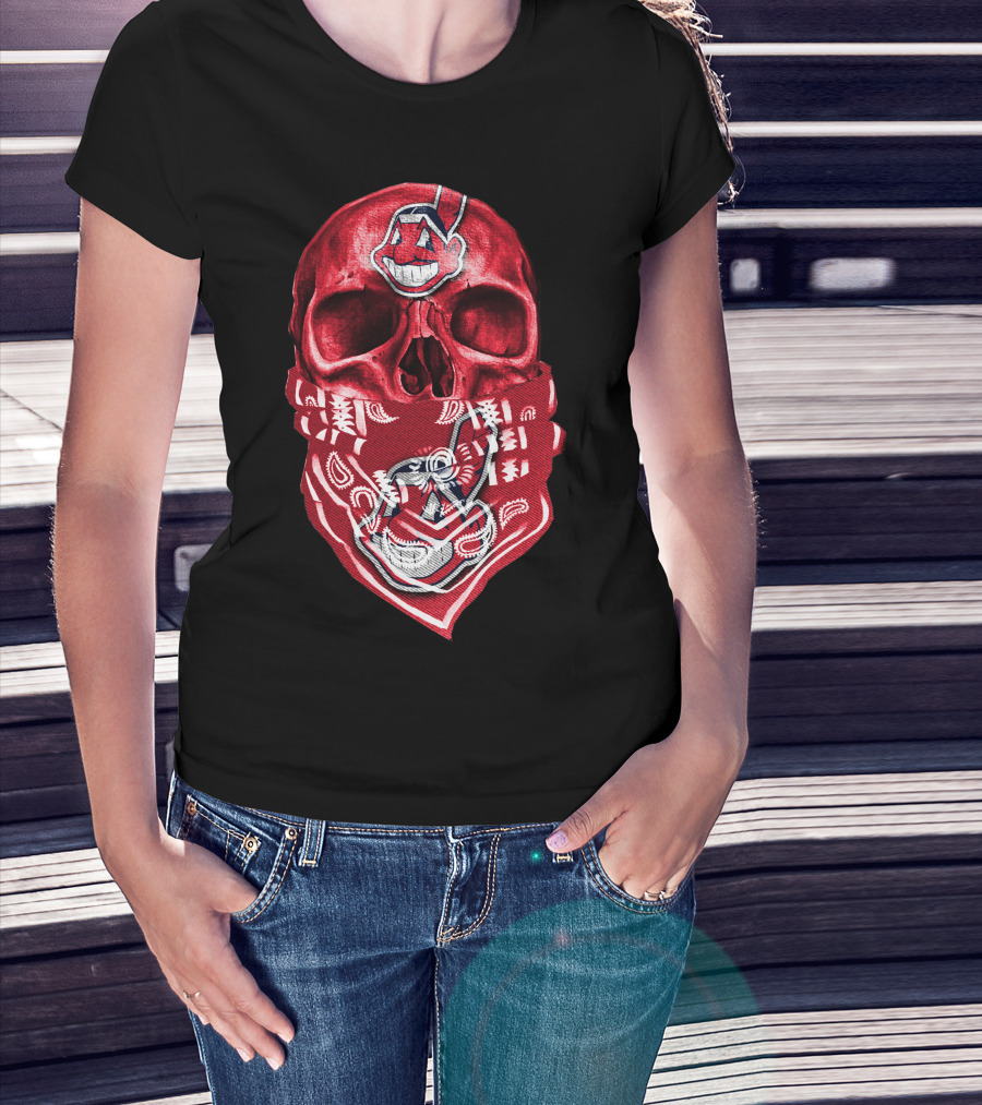 Skull Cleveland Indians Logo Bandana T-Shirt