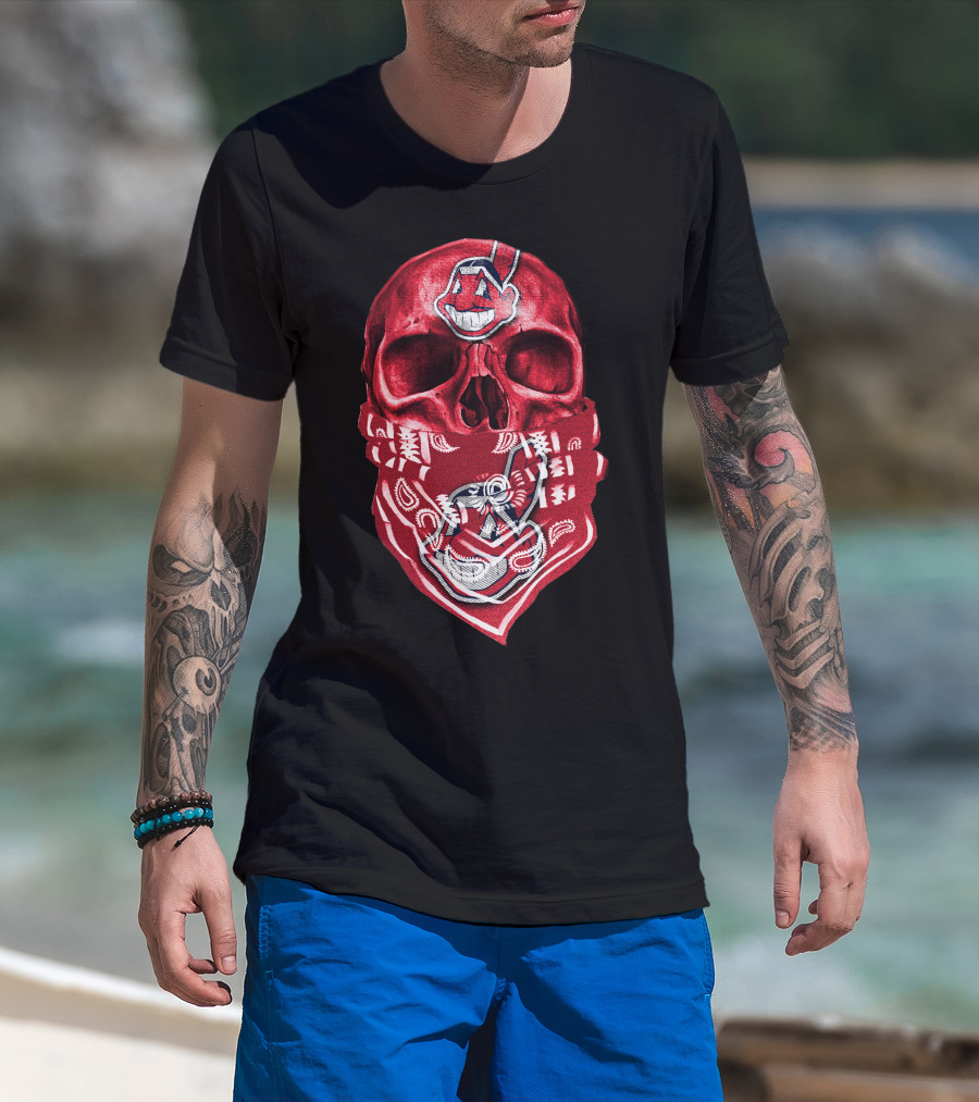 Skull Cleveland Indians Logo Bandana T-Shirt