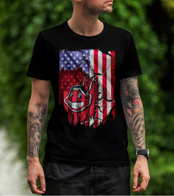 American Flag Cleveland Indians Iconic T-Shirt