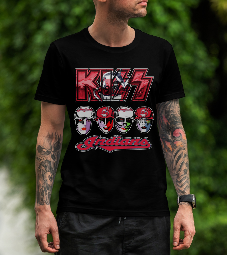 Kiss Cleveland Indians Face Paint Baseball Team T-Shirt