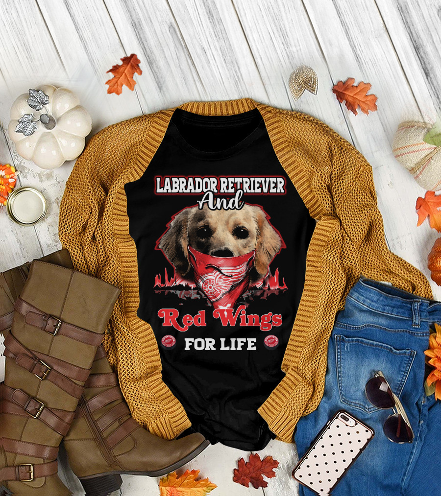 Labrador Retriever and Red Wings for Life T-Shirt