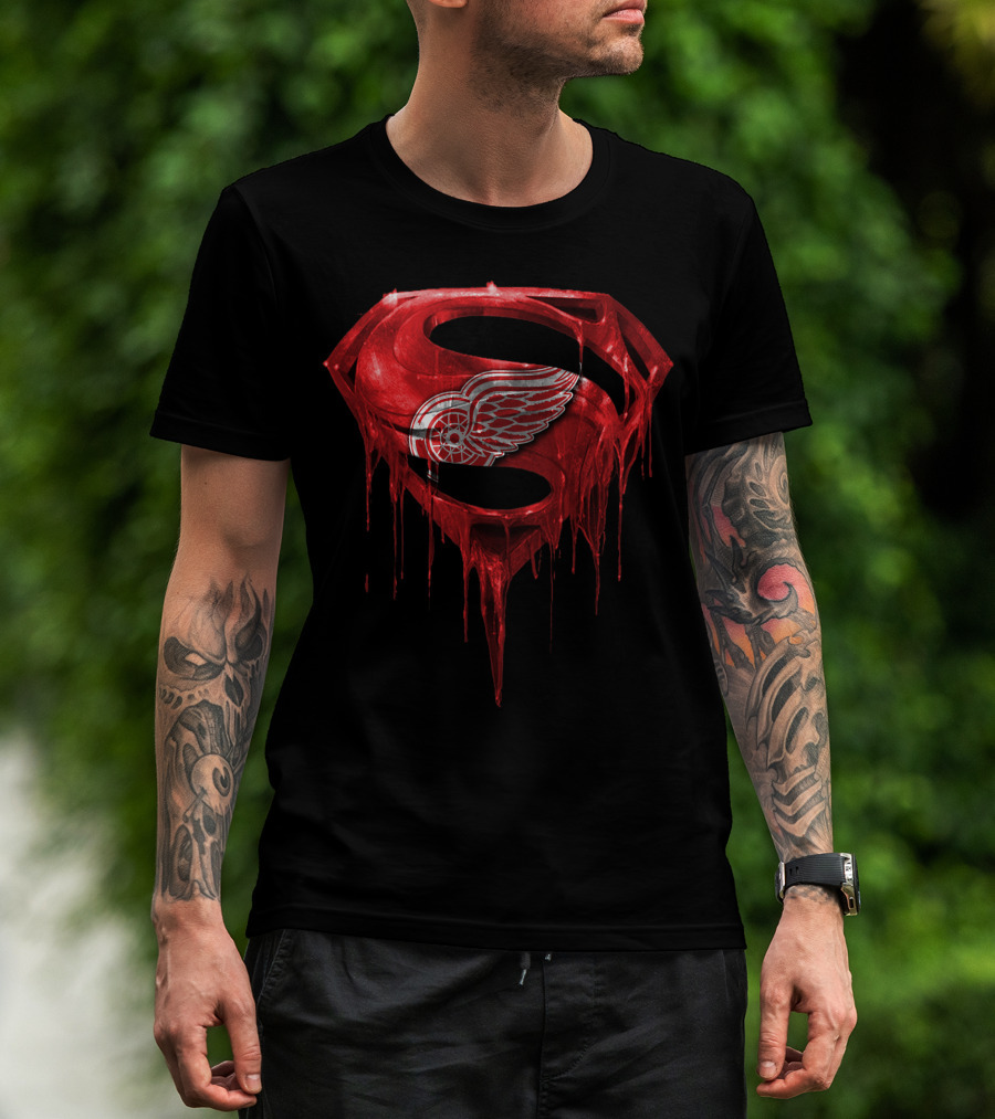Detroit Red Wings Dripping Superman T-Shirt