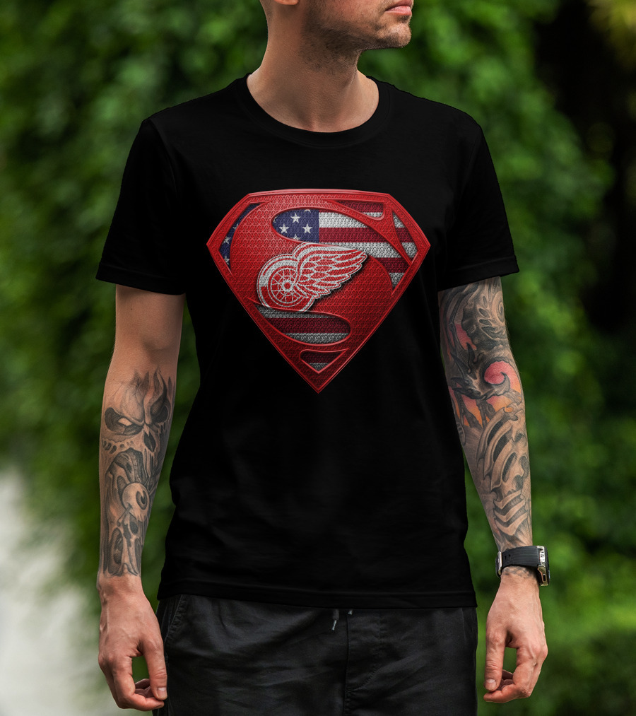 Detroit Red Wings American Flag Superman T-Shirt