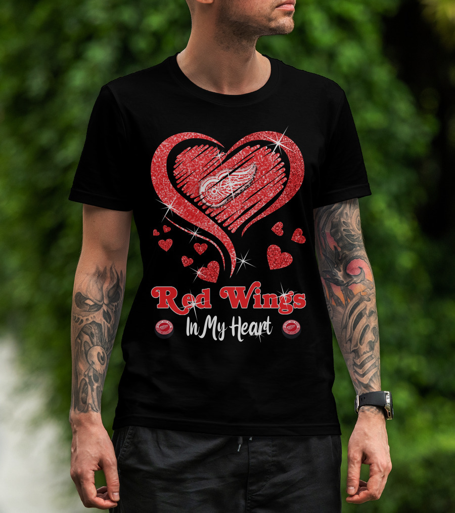Red Wings In My Heart Detroit Love T-Shirt
