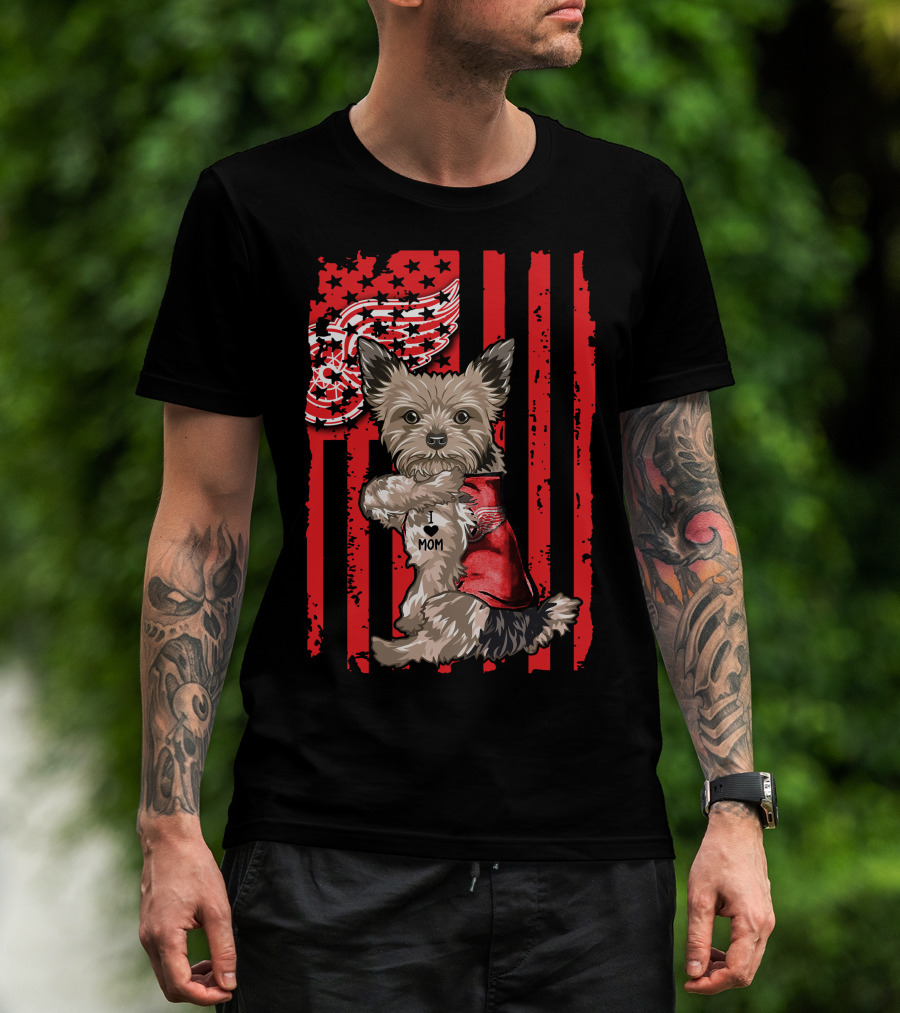 Yorkshire Terrier I Love Mom Detroit Red Wings T-Shirt