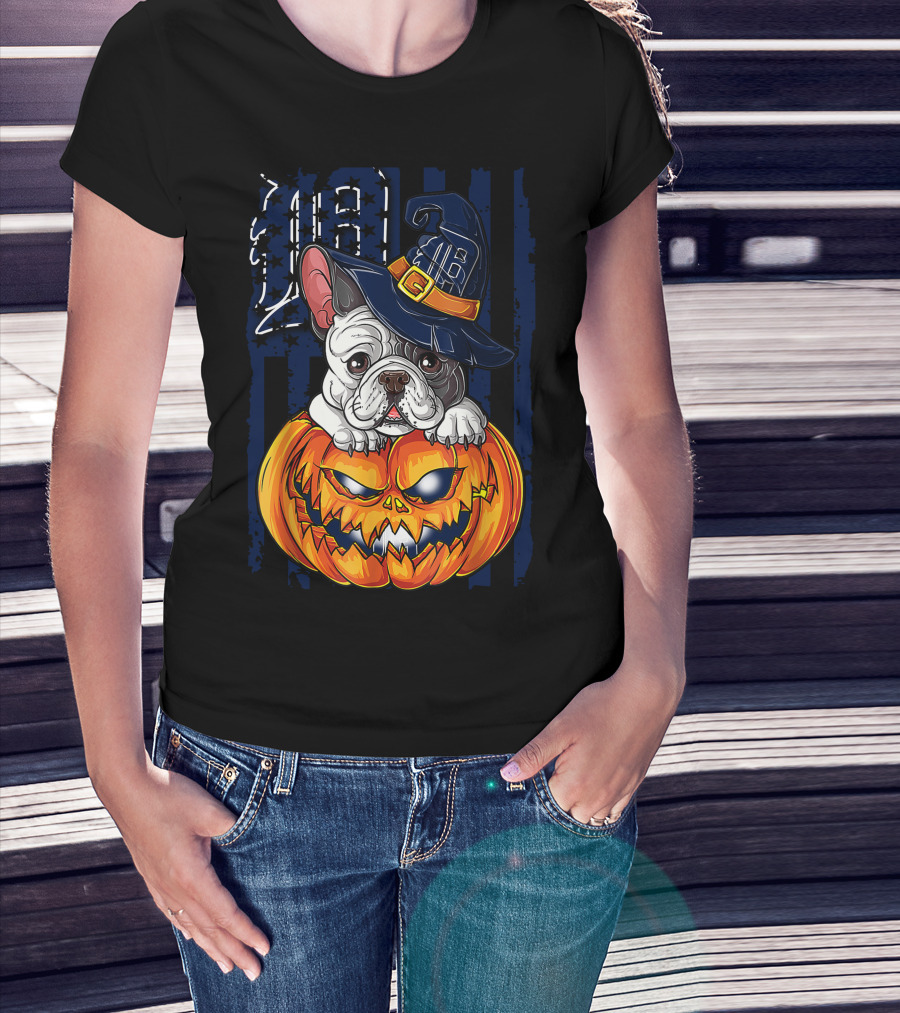 Hlw Bulldog Detroit Tigers Halloween Pumpkin T-Shirt