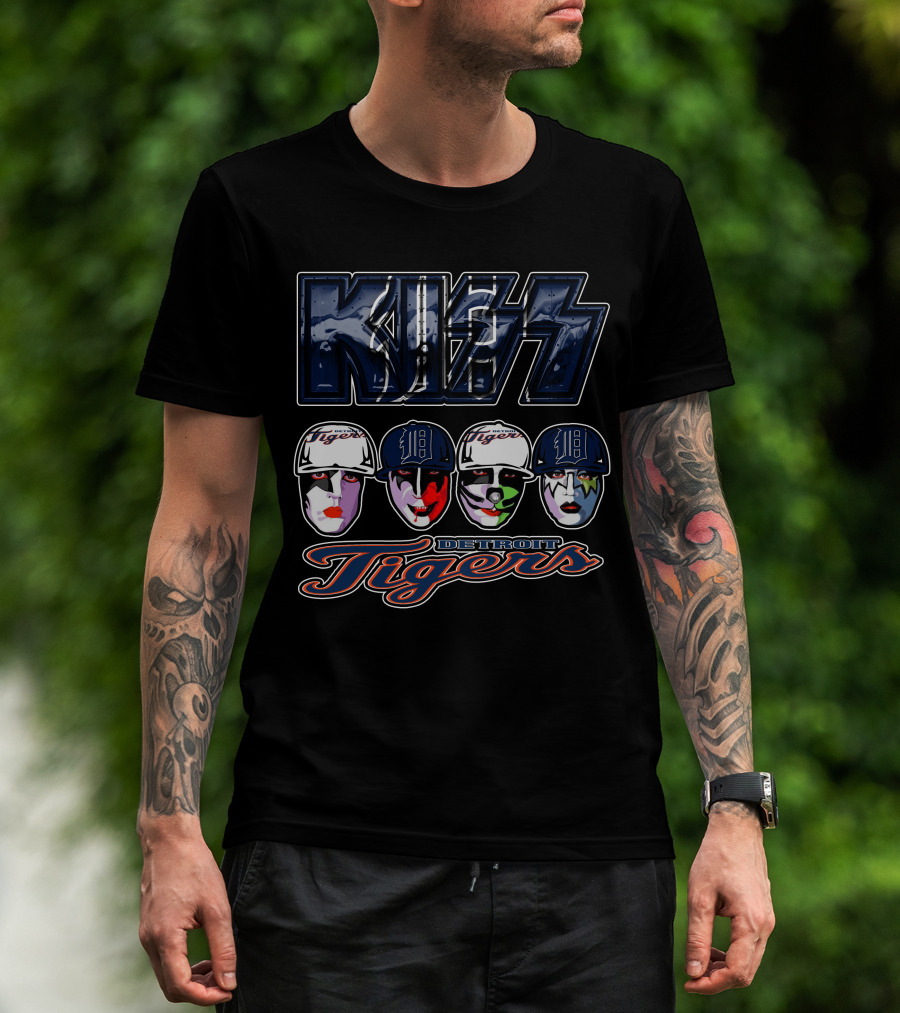 Kiss Detroit Tigers Faces Baseball Crossover T-Shirt