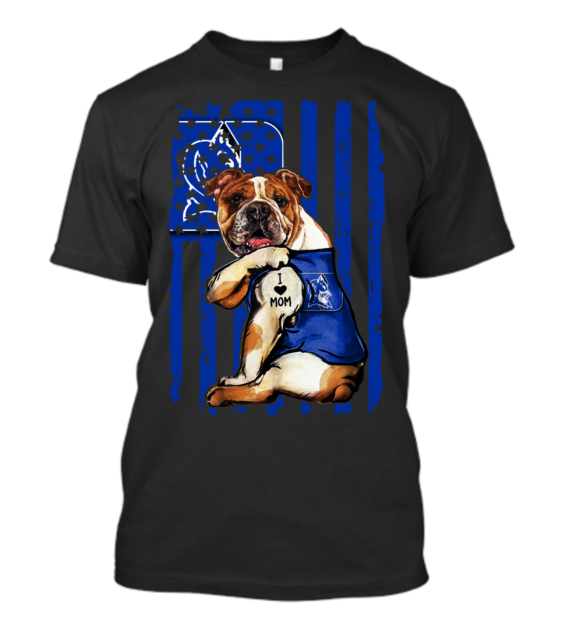 Bulldog I Love Mom Duke Blue Devils T-Shirt