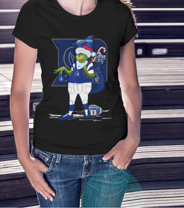 Grinchxmas Duke Blue Devils Football Santa Claus Festive Crossover T-Shirt