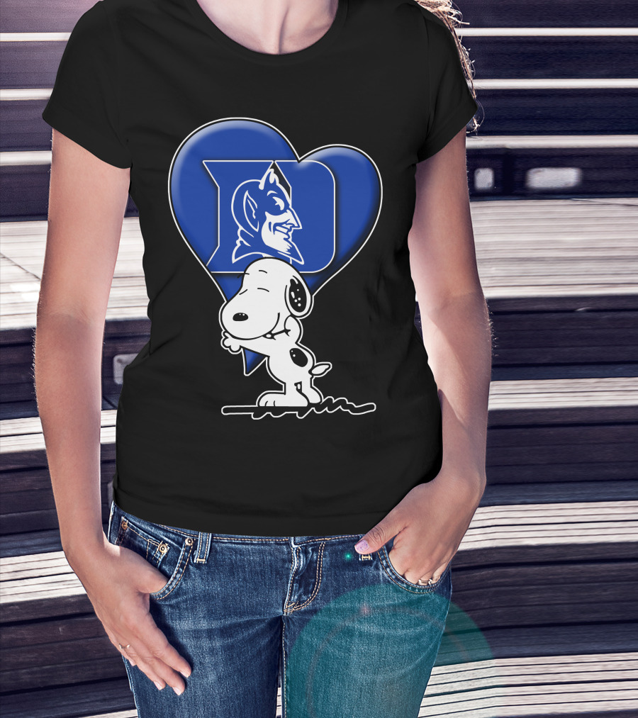 Snoopy Hugging Duke Blue Devils Heart T-Shirt