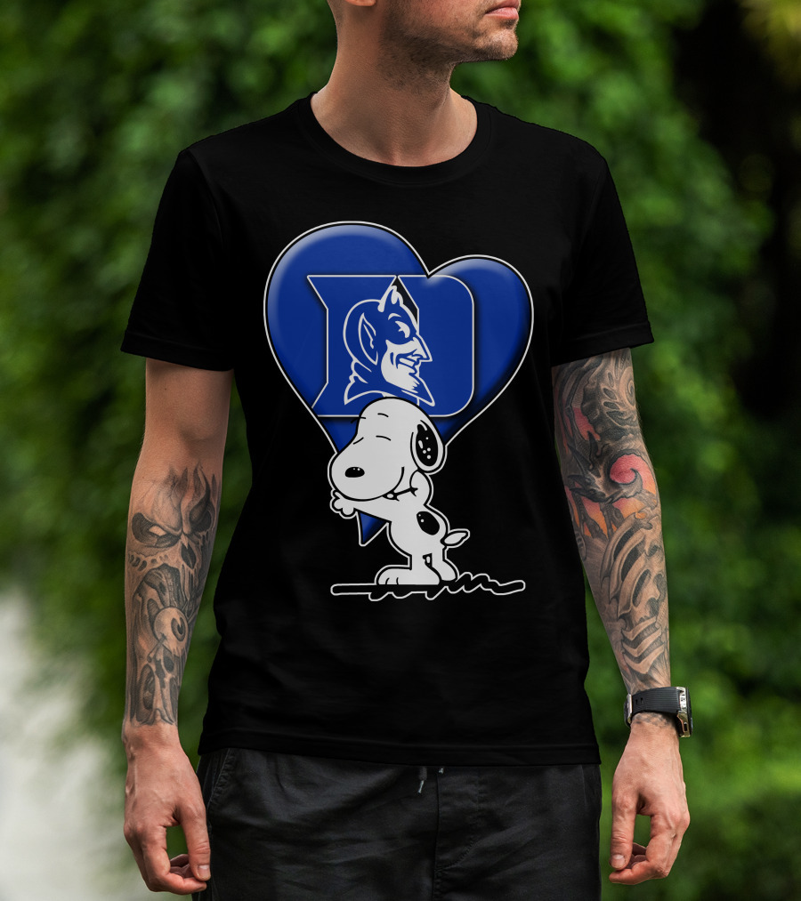 Snoopy Hugging Duke Blue Devils Heart T-Shirt