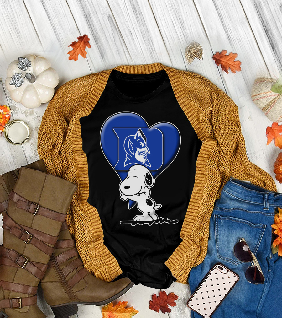 Snoopy Hugging Duke Blue Devils Heart T-Shirt