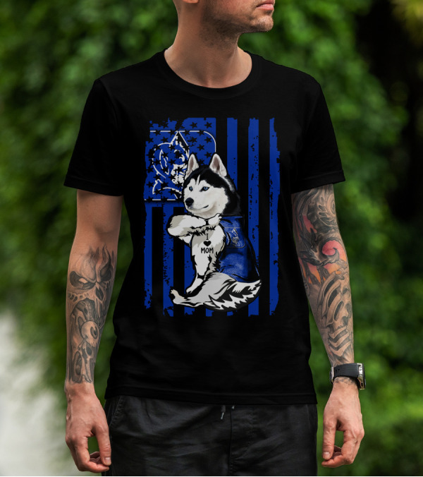 Siberian Husky Duke Blue Devils I Love Mom T-Shirt