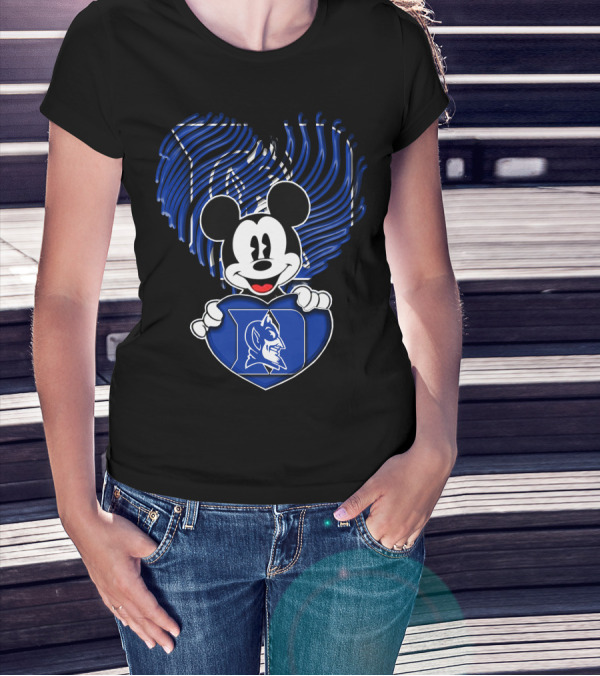 Mick Mouse Duke Blue Devils Heart T-Shirt