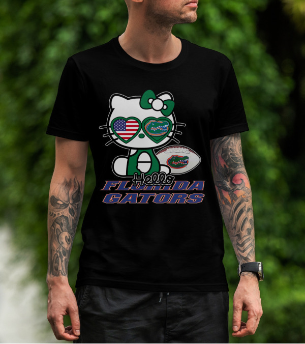 Hello Kitty Florida Gators Football American Flag T-Shirt