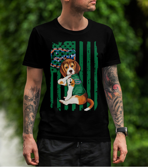 Beagle I Love Mom Florida Gators Flag T-Shirt