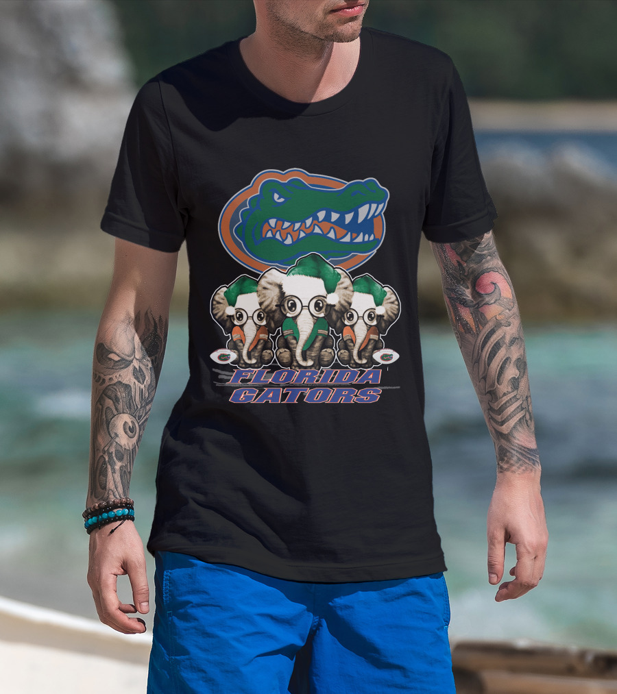 Elephant Christmas Trio With Florida Gators T-Shirt