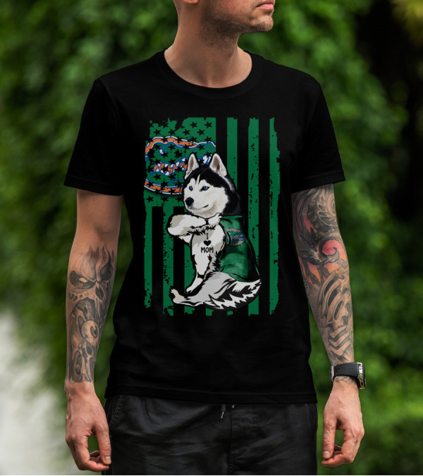 Siberian Husky Love Mom Florida Gators Flag T-Shirt
