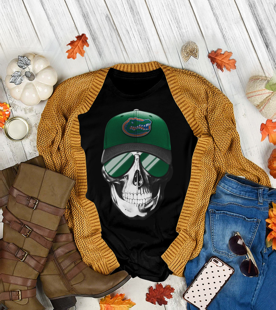 Florida Gators Skull with Cap and Sunglasses T-Shirt