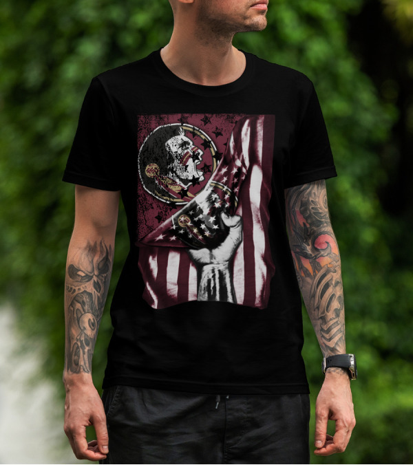Florida State Seminoles Flag Emblem With Fist T-Shirt