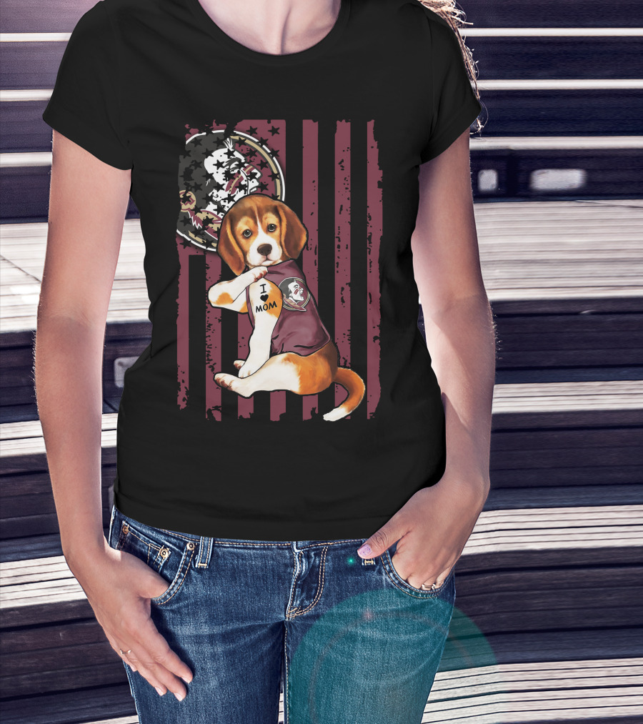 Beagle I Love Mom Florida State Seminoles T-Shirt