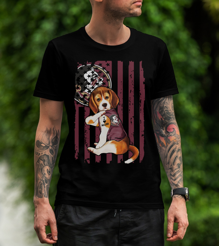 Beagle I Love Mom Florida State Seminoles T-Shirt