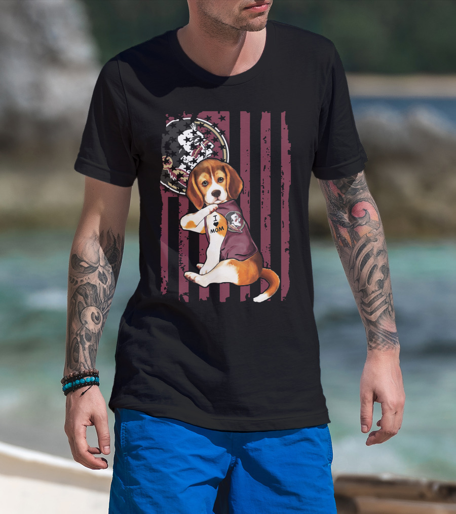 Beagle I Love Mom Florida State Seminoles T-Shirt