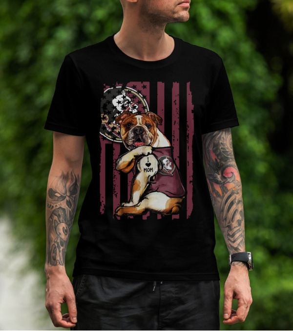 Bulldog I Love Mom Florida State Seminoles T-Shirt