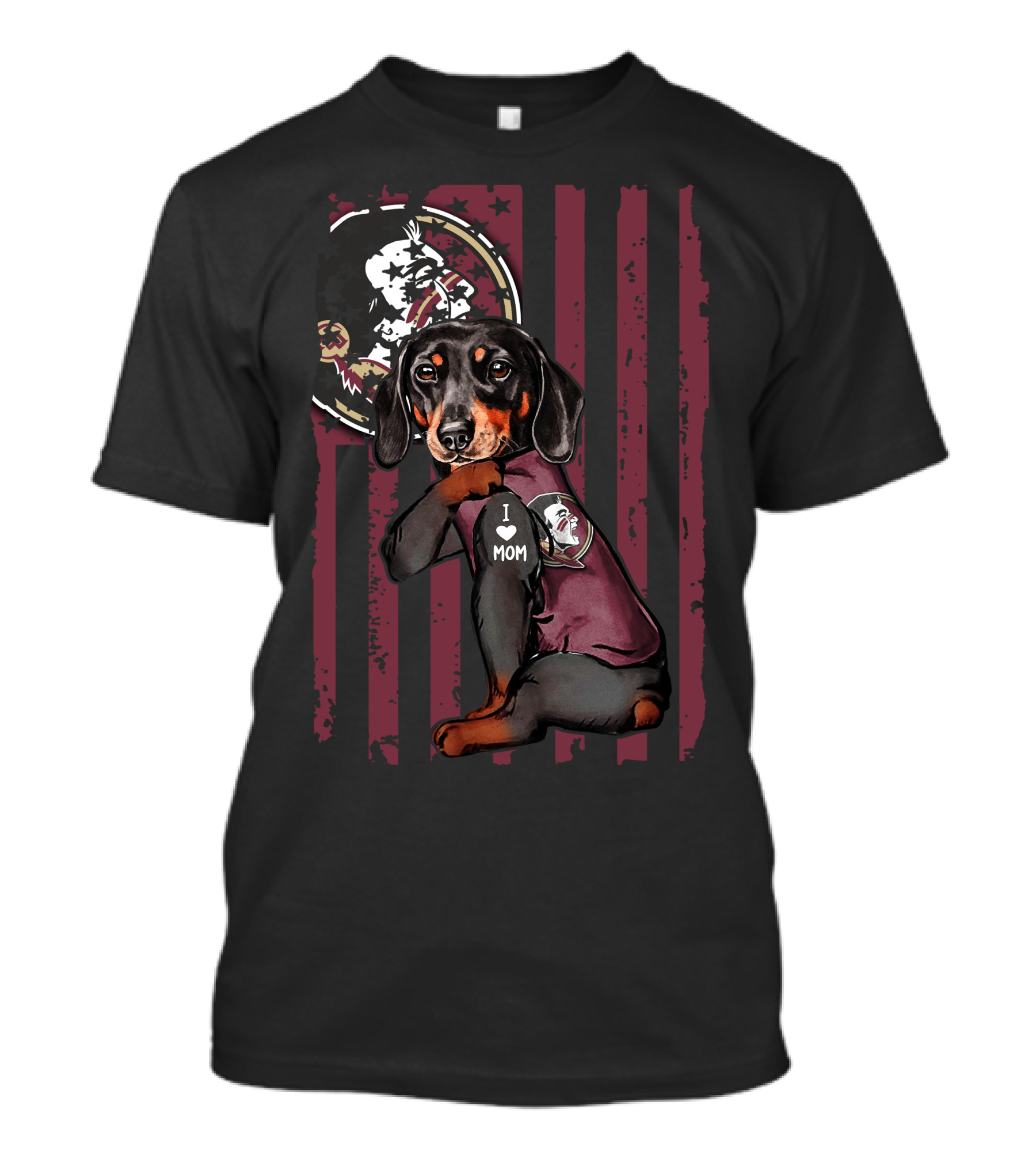 Dachshund I Love Mom Florida State Seminoles Fan Gear T-Shirt