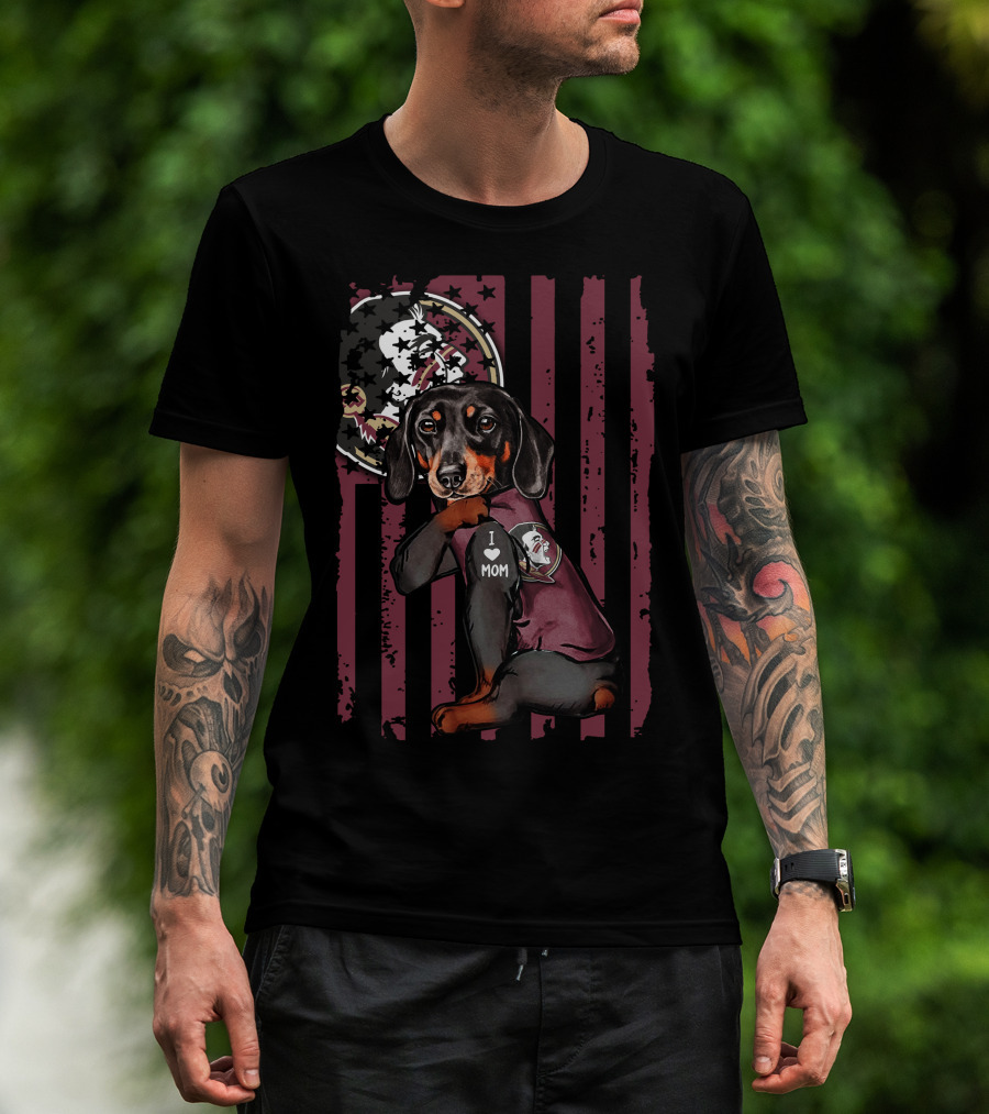 Dachshund I Love Mom Florida State Seminoles Fan Gear T-Shirt
