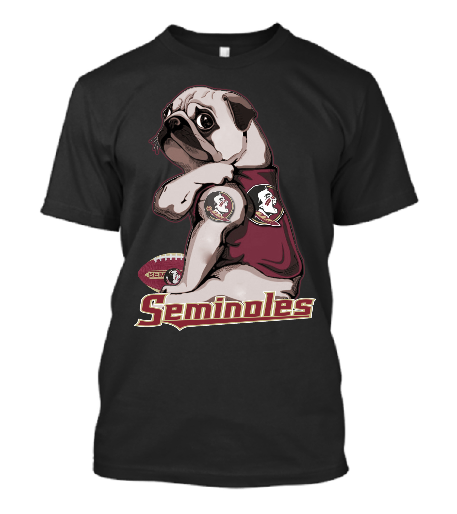 Pug Seminoles Football Florida State Mascot T-Shirt