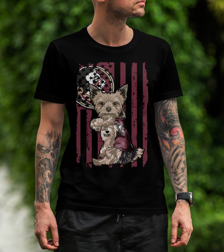 Yorkshire Terrier I Love Mom Florida State Seminoles T-Shirt