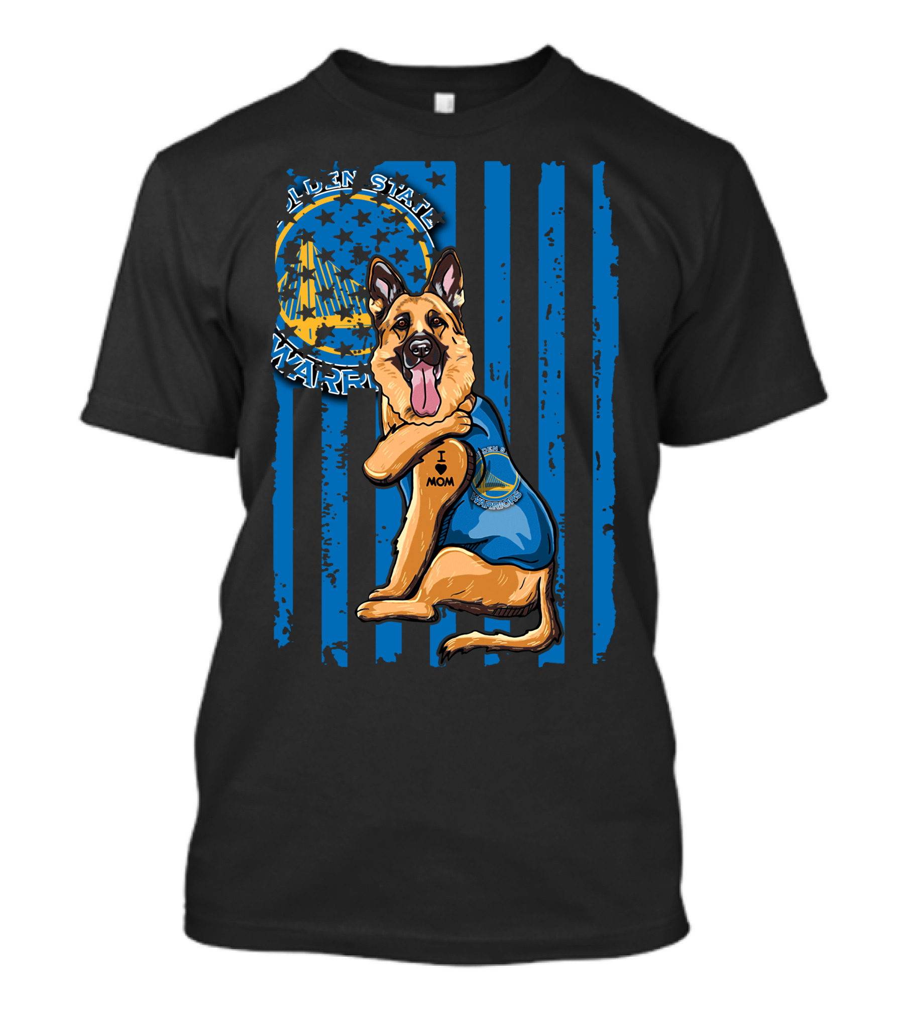 Golden State Warriors German Shepherd I Love Mom T-Shirt