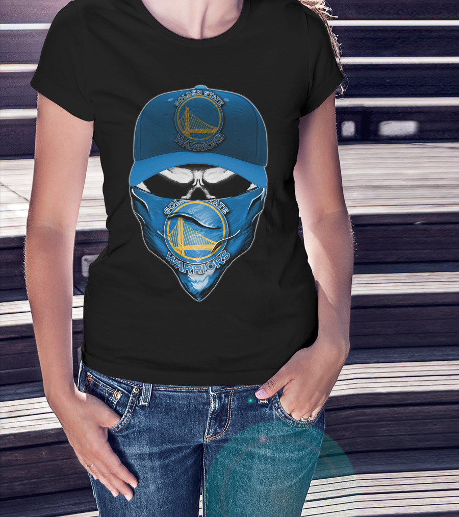 Golden State Warriors Skull V6 Bandana And Cap Combo T-Shirt