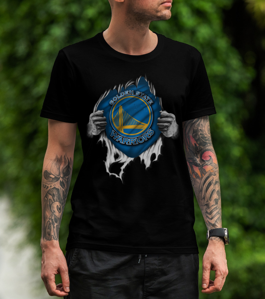 Torn Golden State Warriors Blue T-Shirt
