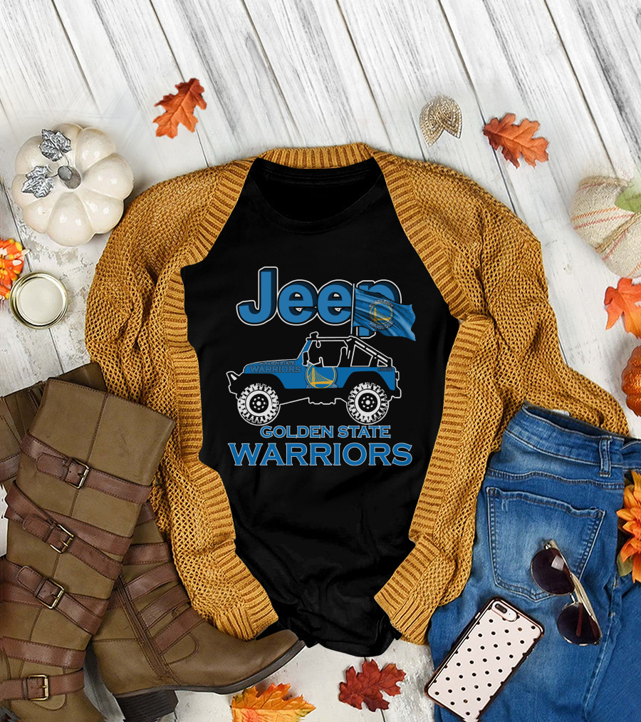 Jeep Golden State Warriors Team Logo Blue Flag Wrangler T-Shirt