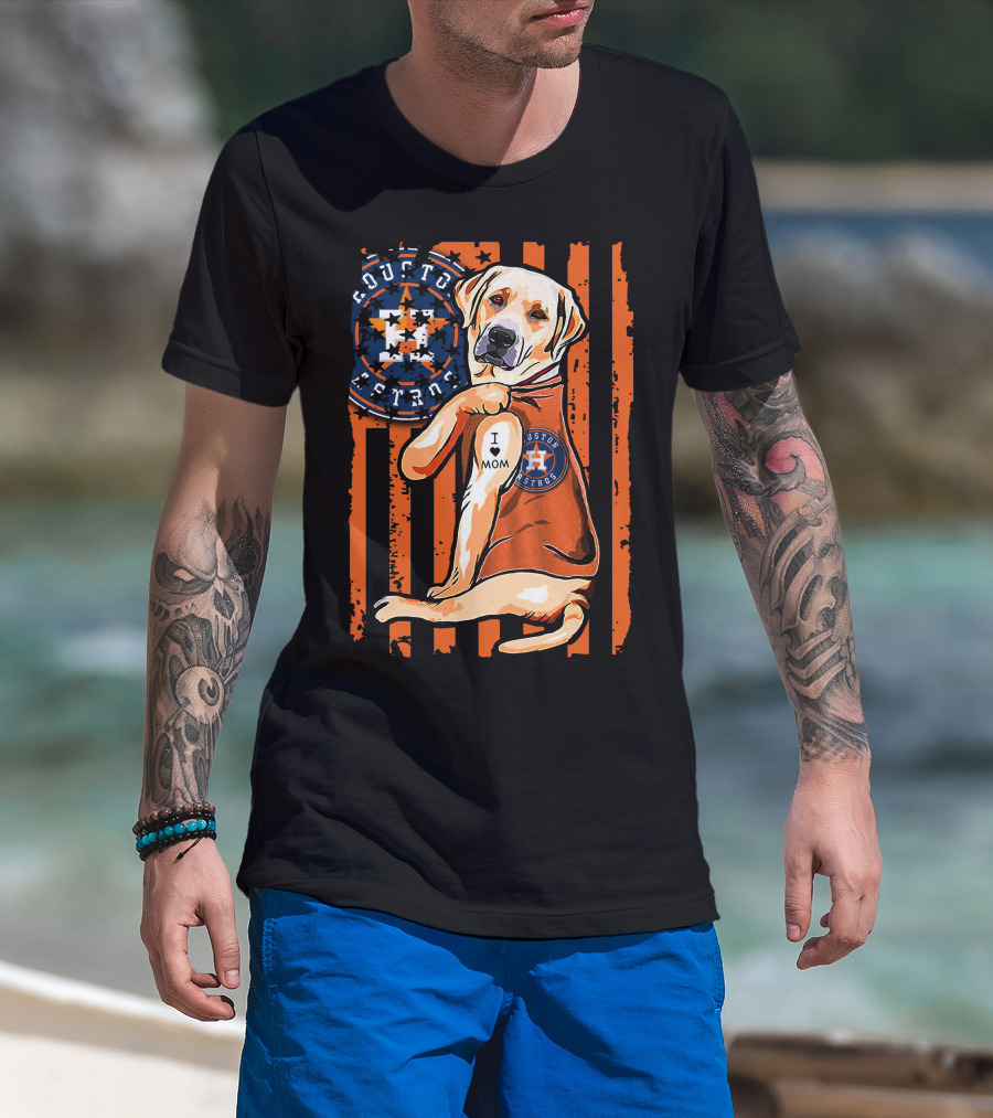 Labrador Retriever I Love Mom Houston Astros T-Shirt