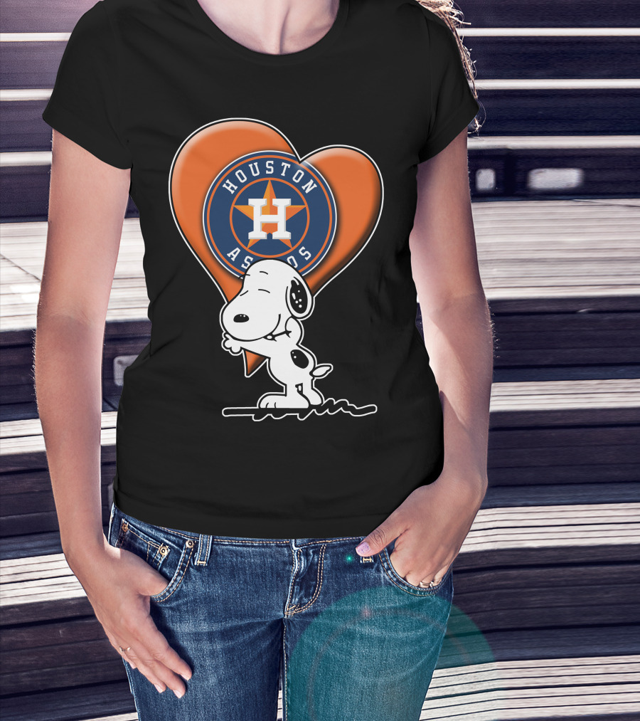 Snoopy Hugging Houston Astros Heart T-Shirt