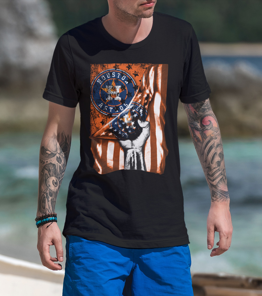 Houston Astros Vintage Flag Symbol With Bold Stars And Stripes T-Shirt