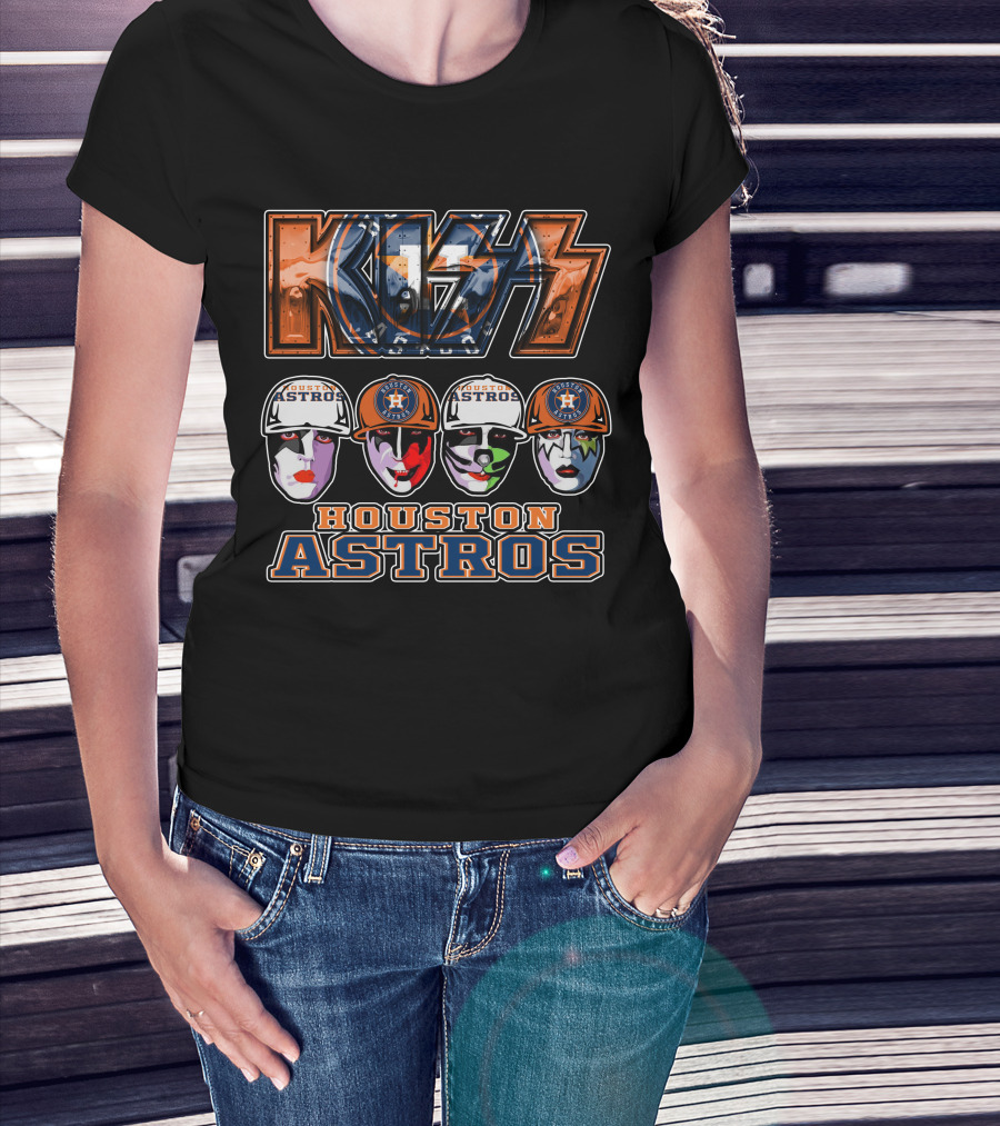 Kiss Houston Astros Rock Band Collaboration With Iconic Face Paint And Logos T-Shirt