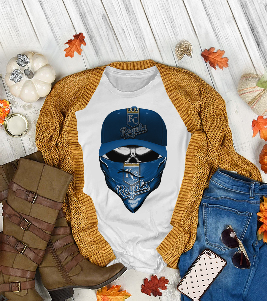KC Royals Skull Mask Blue Cap T-Shirt