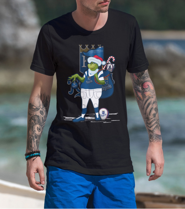 Grinchxmas Kansas City Royals Christmas Baseball T-Shirt