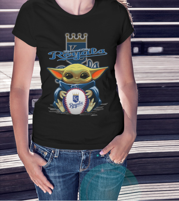 Kansas City Royals Baby Yoda Baseball T-Shirt