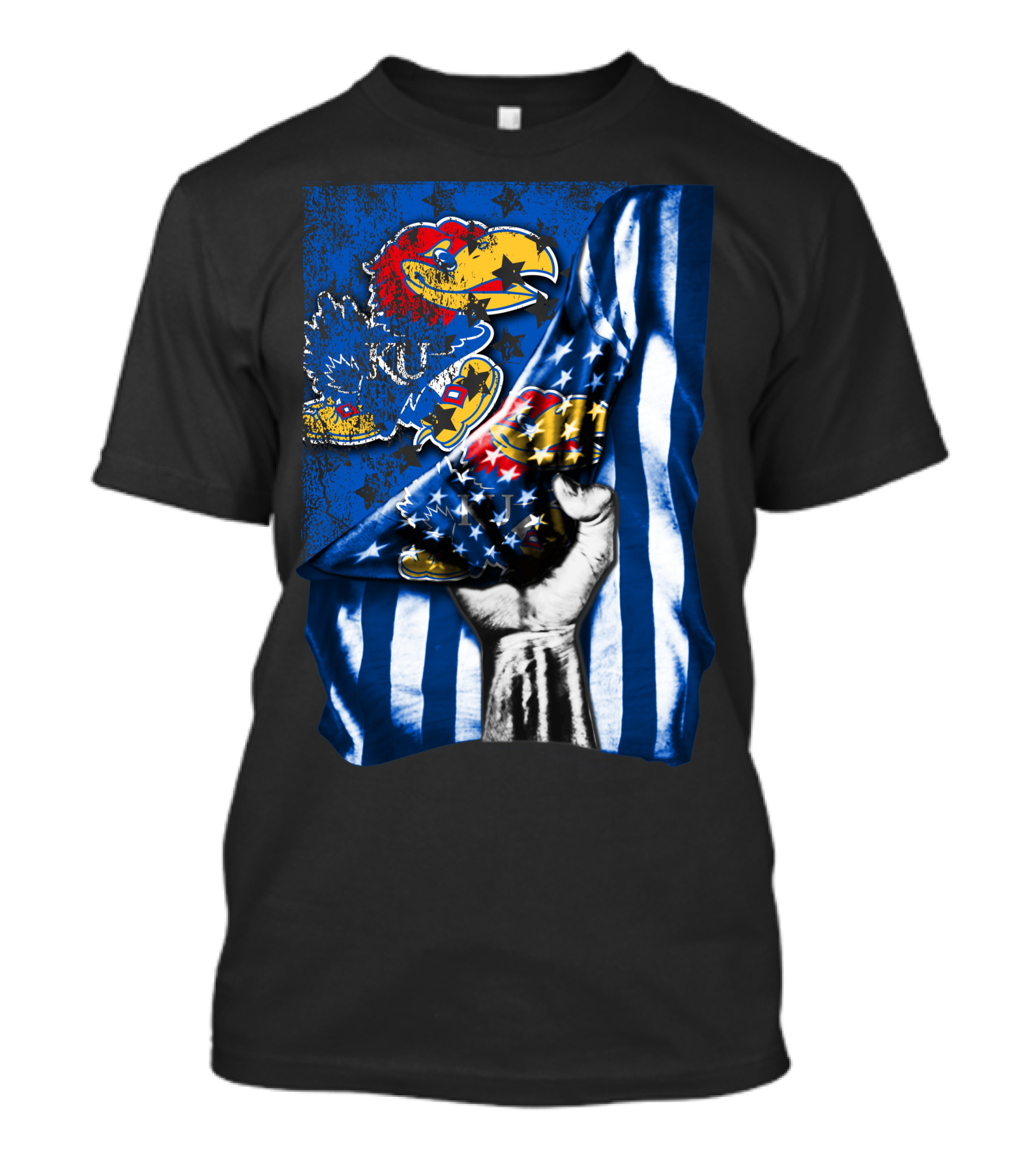 Kansas Jayhawks American Flag Dual T-Shirt