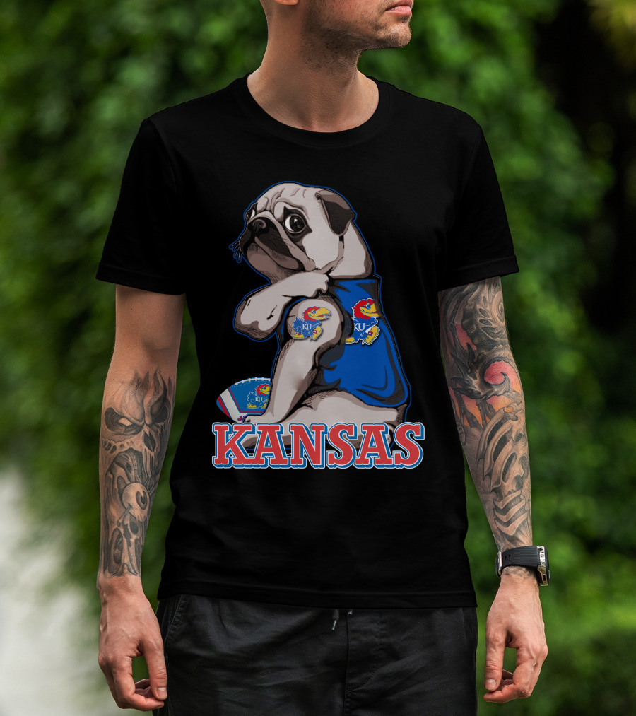 Kansas Jayhawks Pug Football T-Shirt